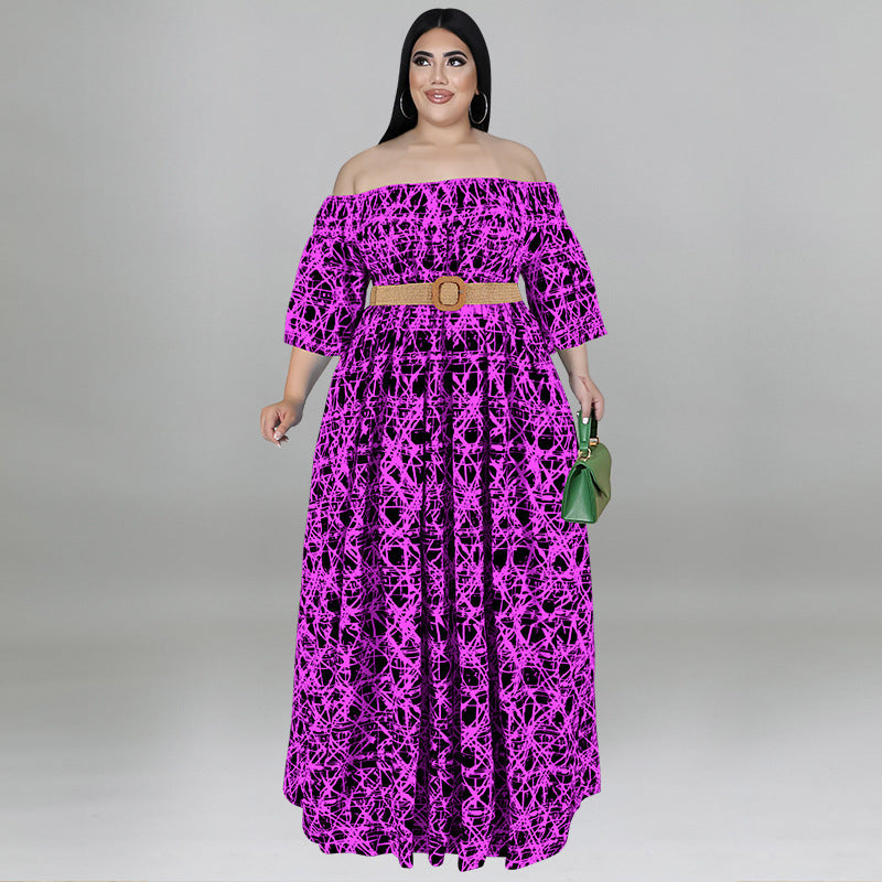 Casual Print Off Shoulder Dress