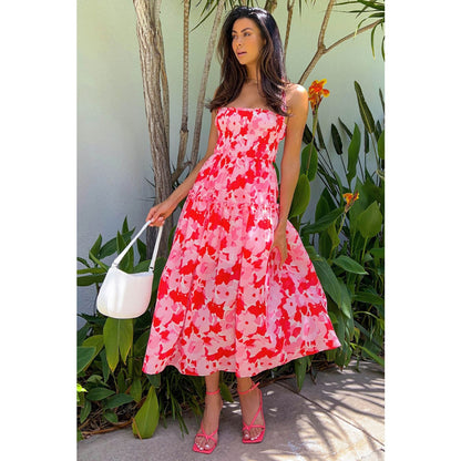 Spring Summer Pleated Strap Dress Casual Vacation Stringy Selvedge Dress