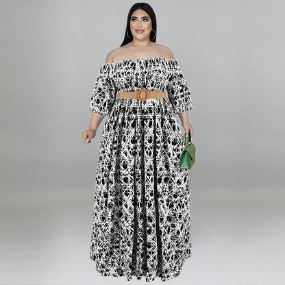 Casual Print Off Shoulder Dress