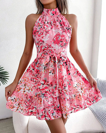 Women Clothing Sweet Princess Printed Sleeveless Dress