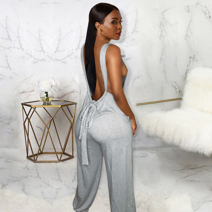 Lace up Sexy Women Clothing Solid Color Backless Trend