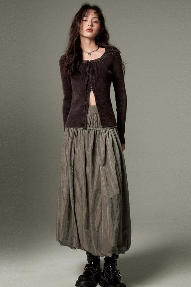 Vintage Ruffled Flowing Maxi Skirt