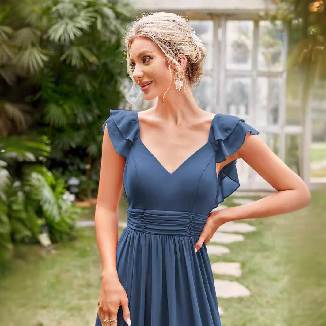 Chiffon Evening Dress Long V neck Formal Chiffon Dress Party Party Evening Dress Direct