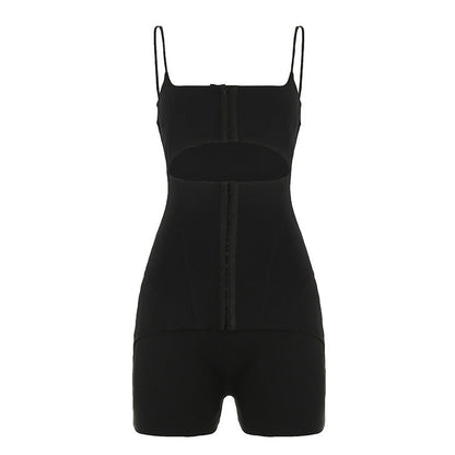 Cut-Out Corset Romper