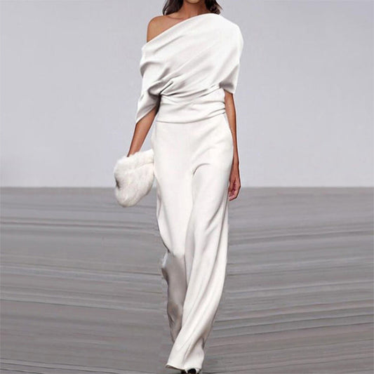 Off Neck Loose White Jumpsuit Best Women Clothes Trousers