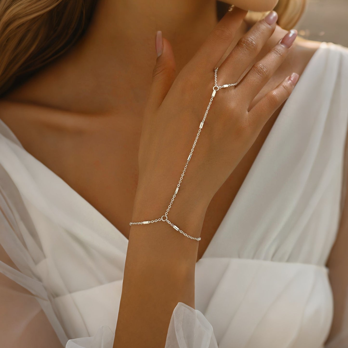 Beaded Knuckle Ring Finger Bracelet