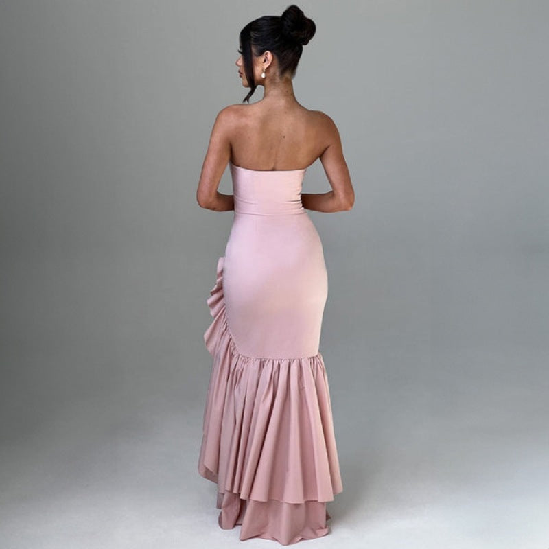 Ladies' sexy off shoulder, sexy off shoulder strapless, hip hugging, irregular wave fashion party dress