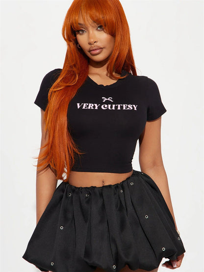 Fall Slim Fit Sexy Sexy round Neck Cropped Cropped T shirt Short Sleeve