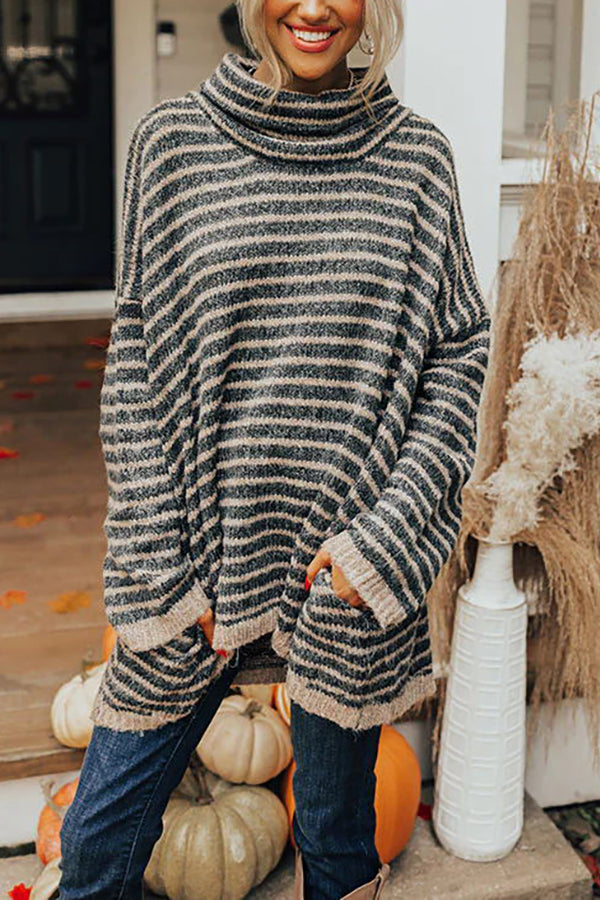 Perfect Timing Stripe Pocketed Tunic Sweater