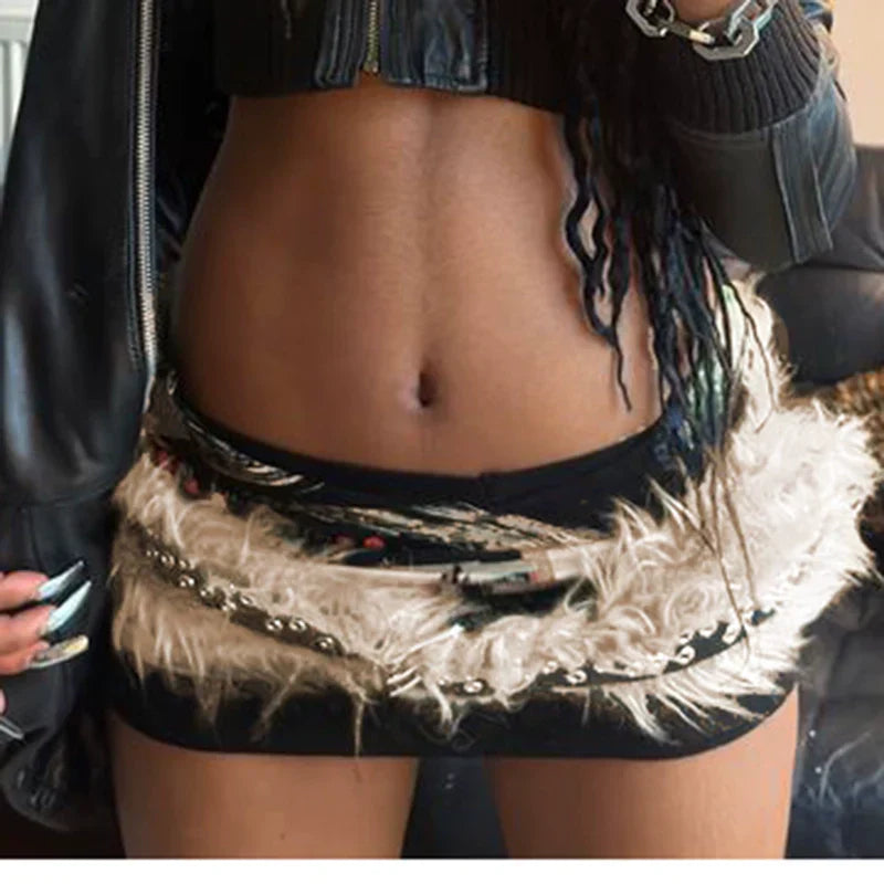 Raizel Metal Ring Fur Belt