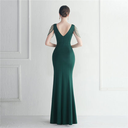 Dress Rhinestone Beaded Star Host Dinner Wedding Long Evening Dress