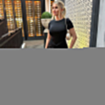 Women Clothing Summer Slim Pleated round Neck Short Sleeve Dress Women