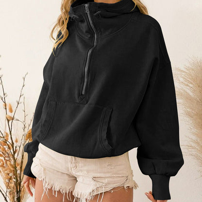 Hooded Sweatshirt Women Clothing Tide Brand Sports Hoodie Zipper Drawstring Long Sleeve Top