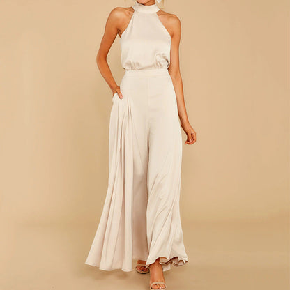 Jumpsuit Spring Summer Solid Color off-the-Shoulder Jumpsuit
