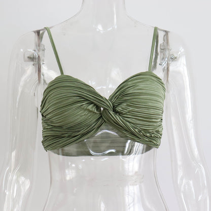 Summer Sexy Suit Women Clothing Pleated Long Sleeve V neck Shirt Casual Pants Two Piece Set