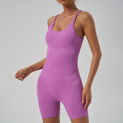 Cross Strap Yoga Jumpsuit Hip Lifting High Elastic Tight Sports Workout Clothes for Women