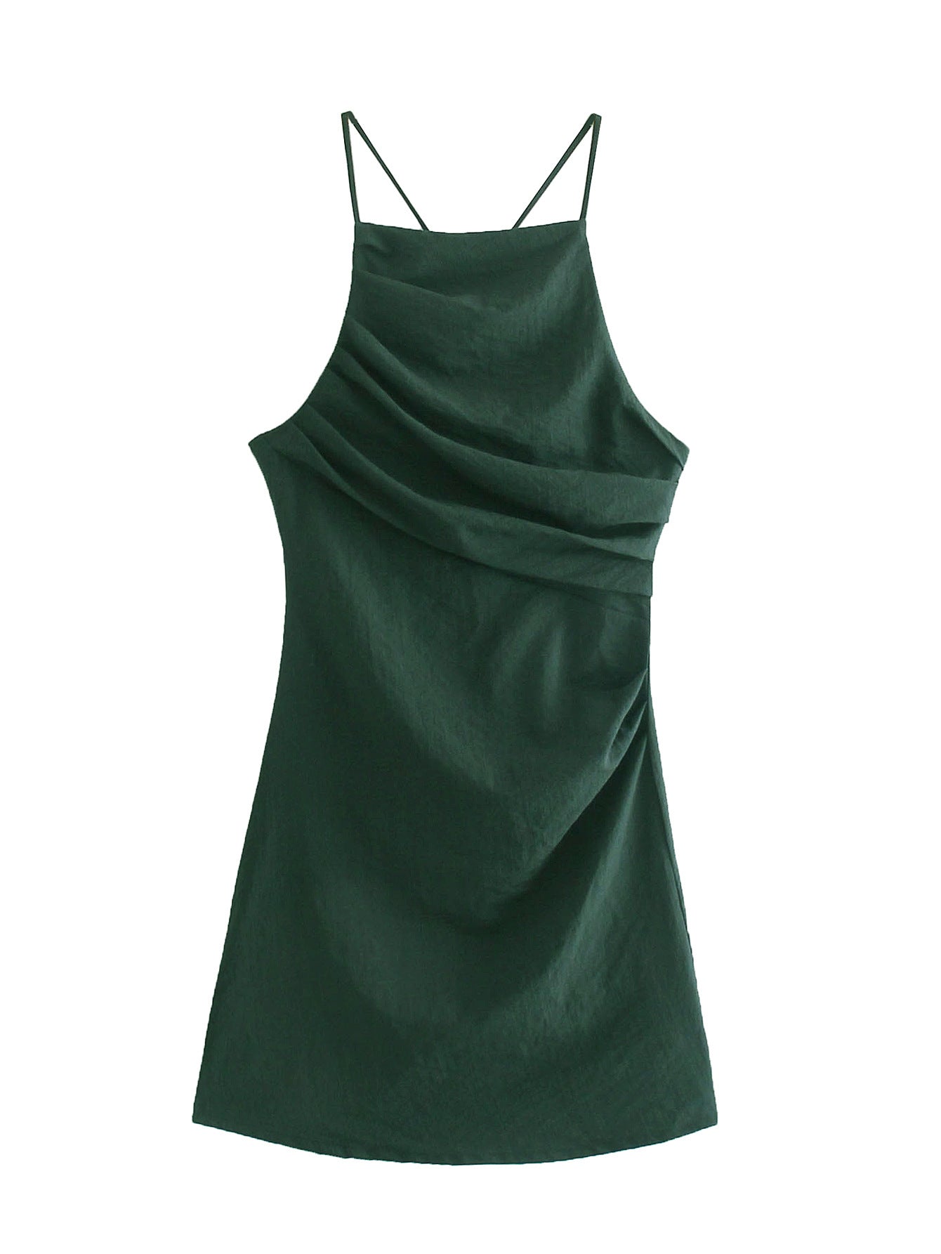 Autumn Women Clothing Cotton Linen Sleeveless Pleated Dress