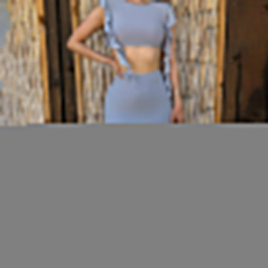 Summer Irregular Asymmetric Design Wooden Ear Sleeveless Round Neck Pullover Two Piece Suit Skirt Women