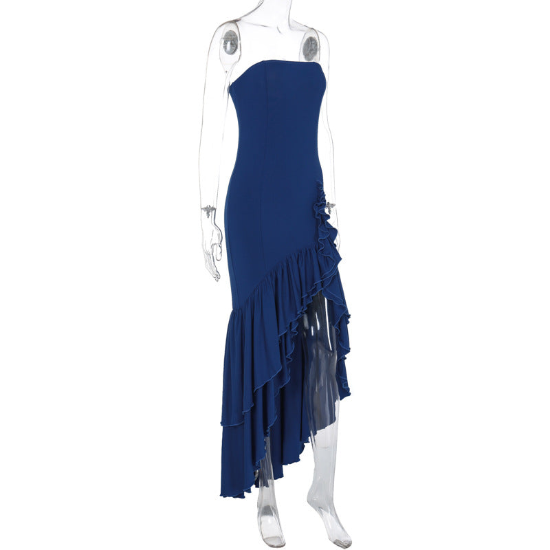 Ladies' sexy off shoulder, sexy off shoulder strapless, hip hugging, irregular wave fashion party dress