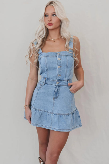 Spring Summer Office Suspenders Sexy Denim Women Dress