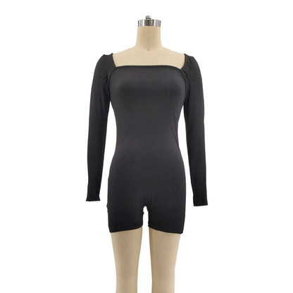 Women Clothing Pure Black Dress Women Jumpsuit Thick