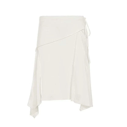 Tristan White Asymmetric Maxi Skirt
