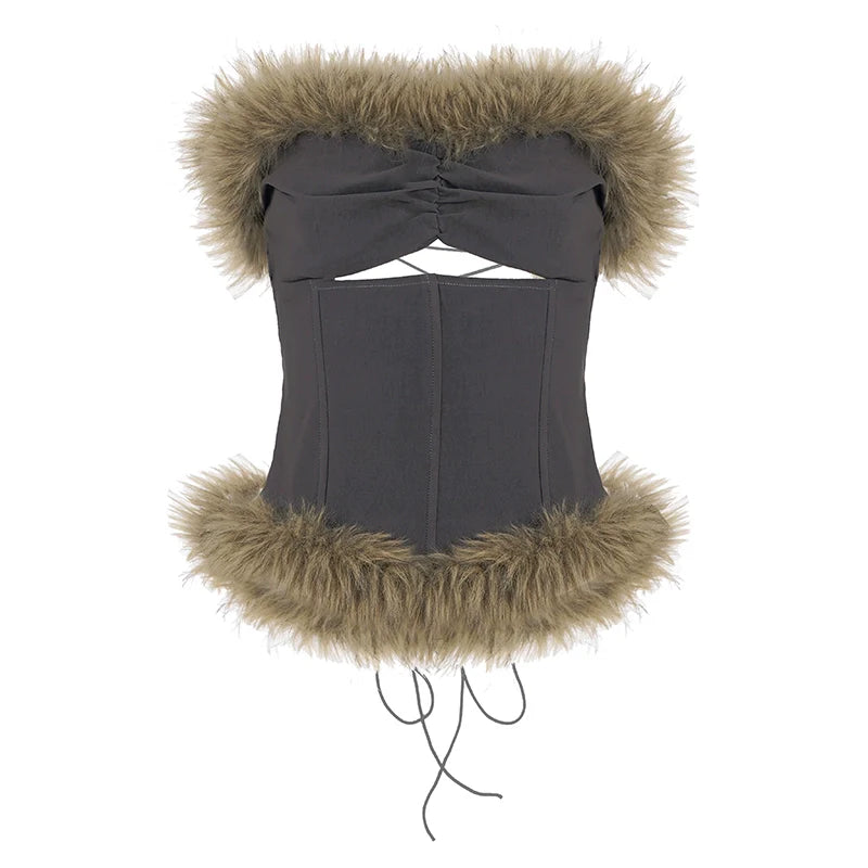 Montserrat Faux Fur Halter Top