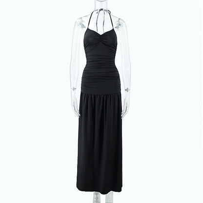 Women Clothing Sexy Halter Slim Fit Backless Hip Side Slit Maxi Dress