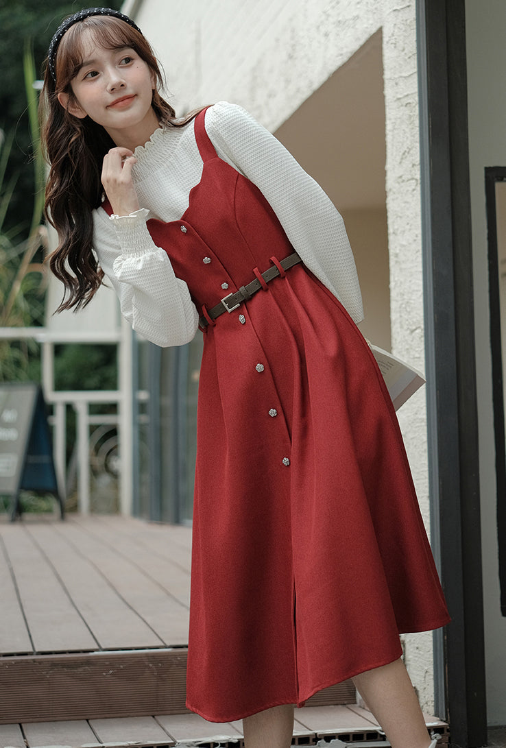 Button Up Scallop Cami Dress