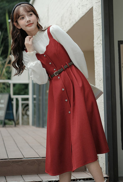 Button Up Scallop Cami Dress