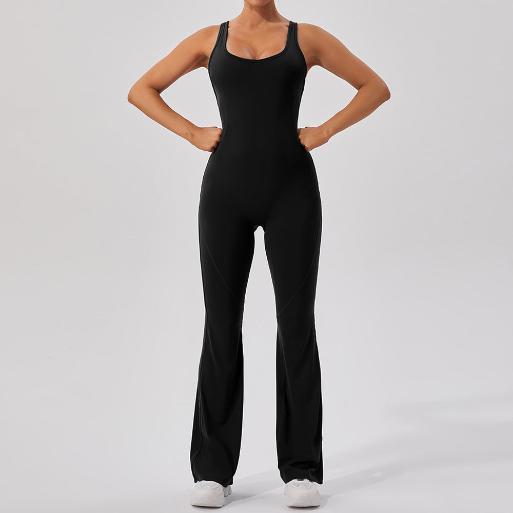 Quick Drying Sanding Skinny Yoga Clothes Dance Sports Fitness Clothes Hip Lifting Waist Slimming Horn Yoga Jumpsuit
