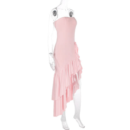 Ladies' sexy off shoulder, sexy off shoulder strapless, hip hugging, irregular wave fashion party dress