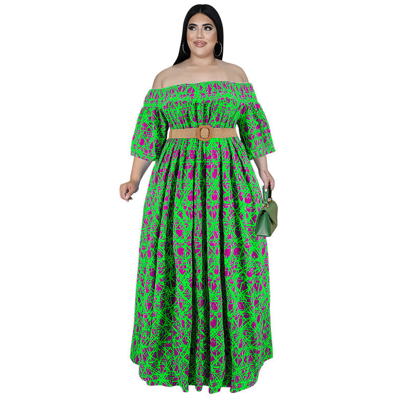 Casual Print Off Shoulder Dress