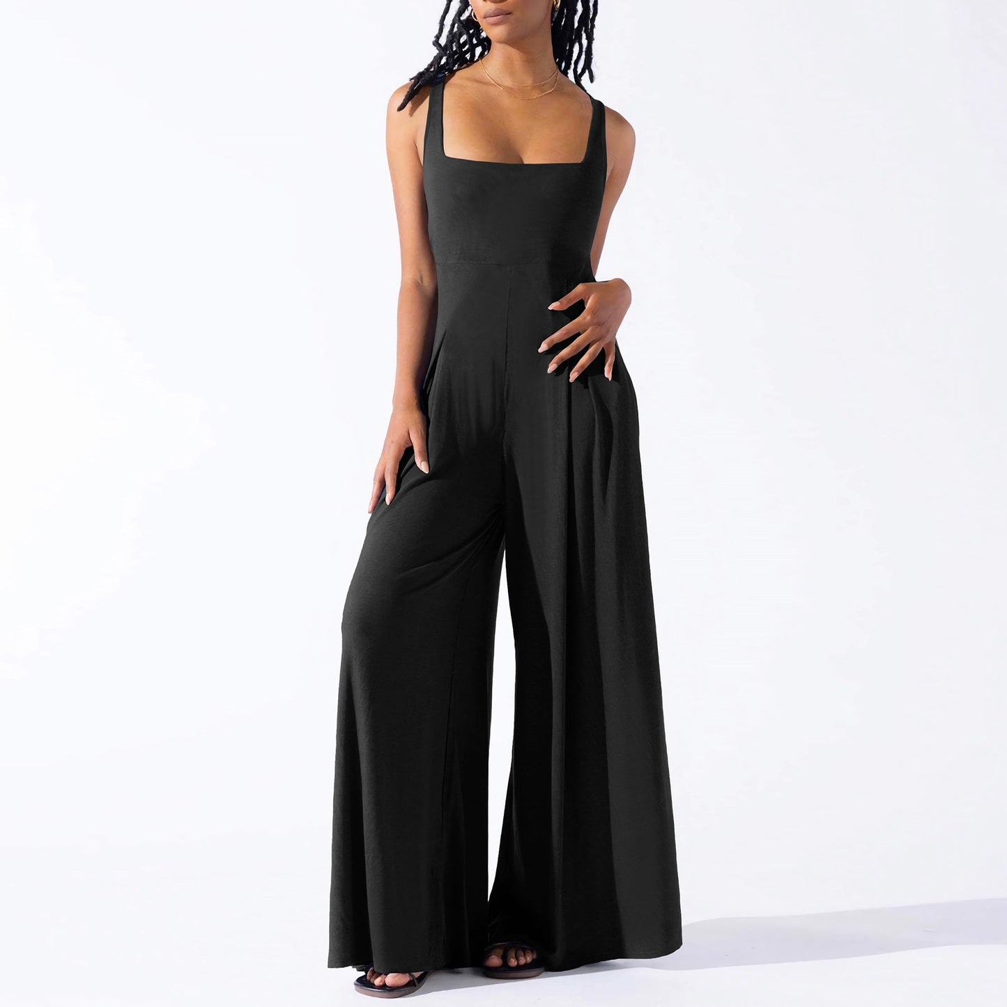 Casual Knitted Sexy Sling Wide Leg Jumpsuit Summer Women Clothing
