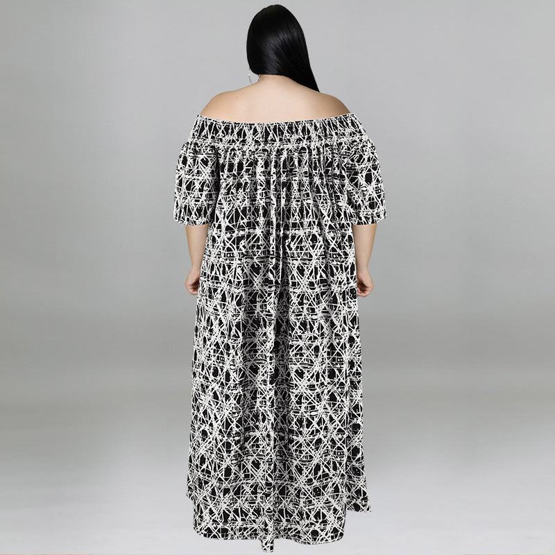 Casual Print Off Shoulder Dress
