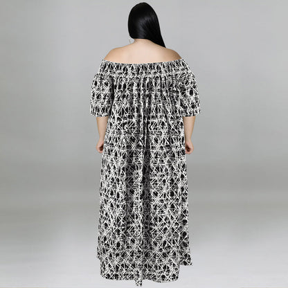 Casual Print Off Shoulder Dress