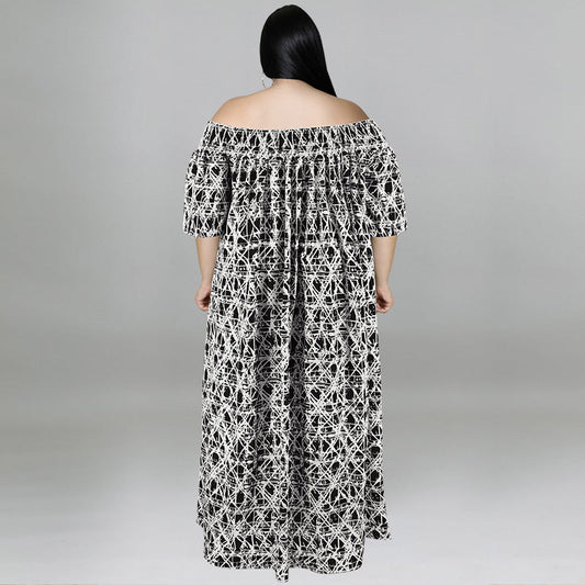 Casual Print Off Shoulder Dress