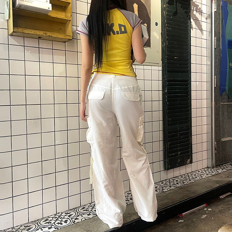 Washed Gray Baggy Cargo Jeans
