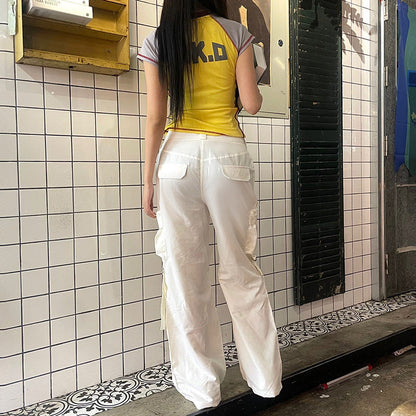 Washed Gray Baggy Cargo Jeans