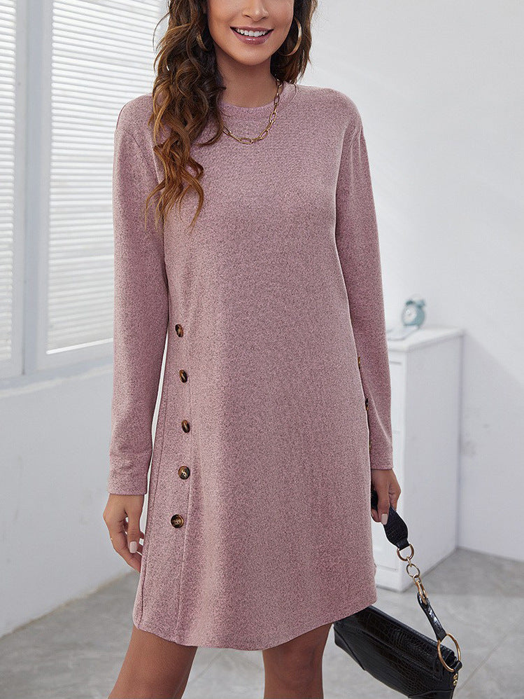 Autumn Winter Casual Loose round Neck Long Sleeve Women Dress Women