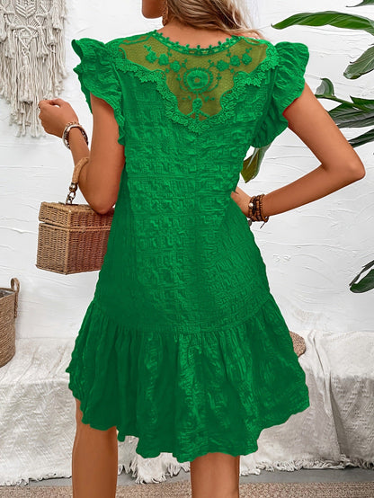 Women Clothing Ruffled Sleeveless Dress A line Flying Sleeves Loose Short Dress