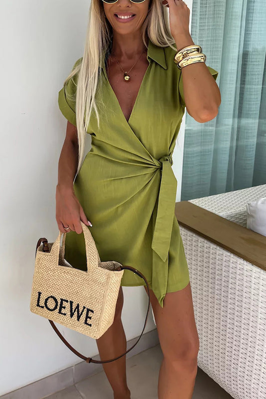 Women's new lace-up street lapel jumpsuit INS casual loose holiday jumpsuit