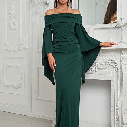 Evening Dress off Shoulder Long Sleeve Slim Fit Slit Dress Cocktail Dress