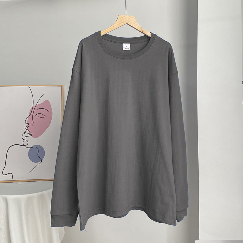 Thread Cuff Cotton T Shirt Women Knitted Loose Long Sleeved Top