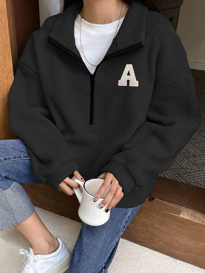 Sweatshirt Polar Fleece Autumn Winter Loose Long Sleeve Sweatershirt Half Zipper