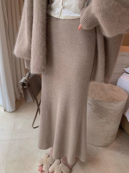 Emilie Knit Fishtail Midi Skirt