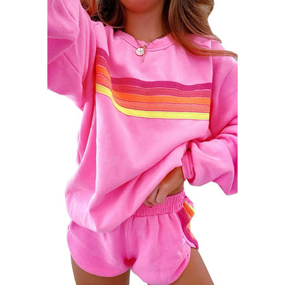 Fall Loose Slim Fit Casual Two Piece Sets Women Trend Color Matching Long Sleeve Women