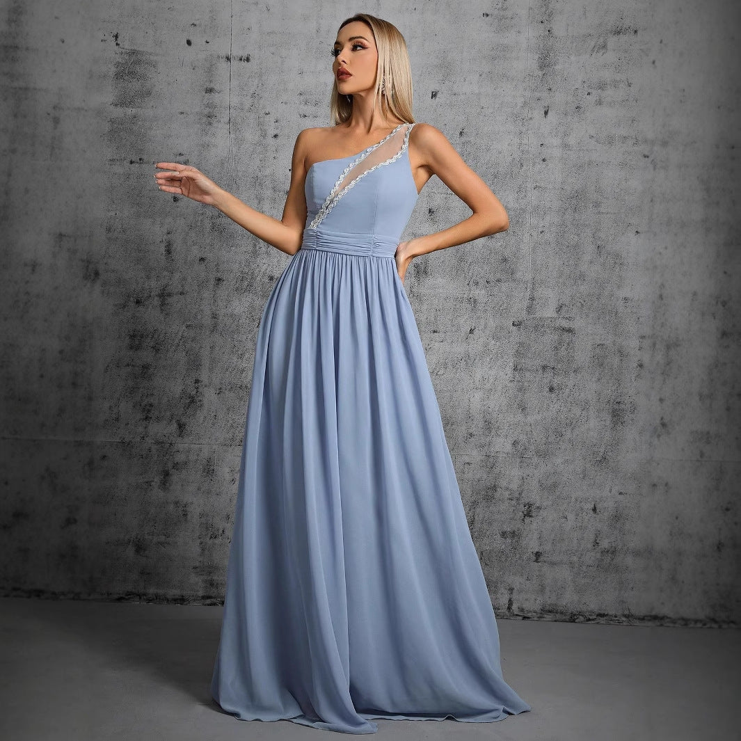 Evening Dress Annual Meeting One Shoulder Cocktail Dress Bridal Cocktail Performance Toast Dress Adult Ceremony Annual Party Evening Dress