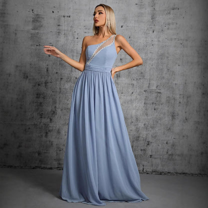 Evening Dress Annual Meeting One Shoulder Cocktail Dress Bridal Cocktail Performance Toast Dress Adult Ceremony Annual Party Evening Dress