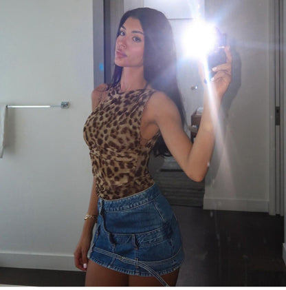 Posey Leopard Print Slant Bodysuit